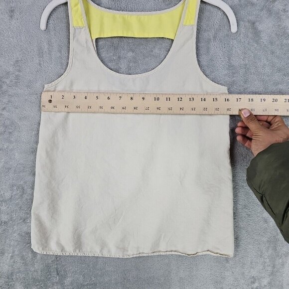 Patagonia Top Womens Size 4 Beige/Yellow Strap Combo Organic Cotton Lyocell Tank - Picture 4 of 6